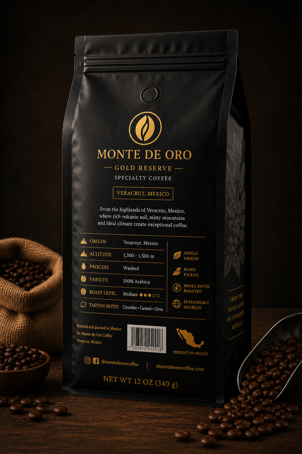 Monte de Oro Gold Reserve Specialty Coffee – 12 oz